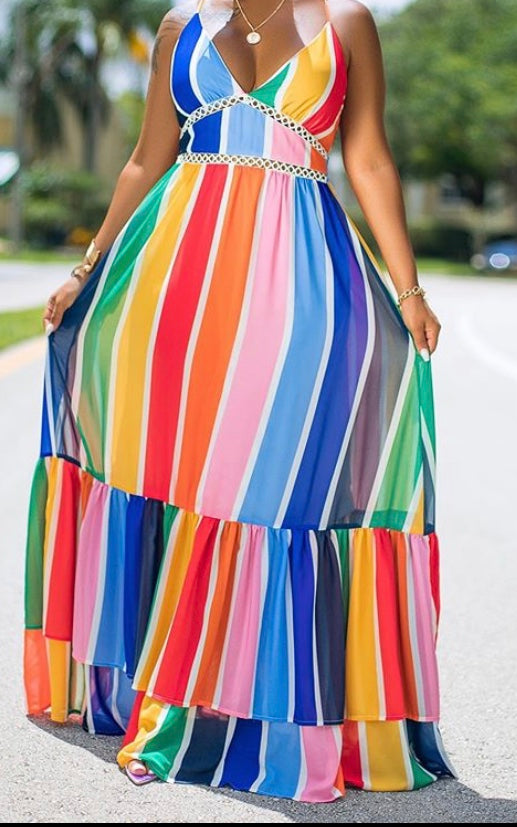 Multi Color Stripe Maxi Dress – PiecesToLove