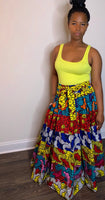 Multi Color-Yellow,RoyalBlue,Pink,Grey,Red Flower Skirt #1